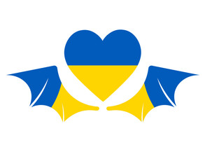 Ukraine Flag Emblem Symbol Heart And Wings National Europe Abstract Vector illustration Design