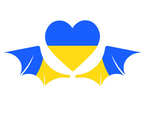 Ukraine Flag Emblem Symbol Heart And Wings National Europe Abstract Vector illustration Design