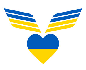 Ukraine Emblem Wings And Heart Flag Symbol National Europe Abstract Vector illustration Design