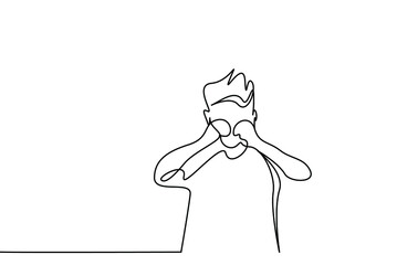 scared child crying wiping tears