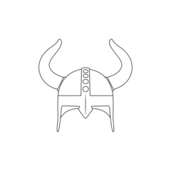 Viking Helmet Outline Icon Illustration on Isolated White Background