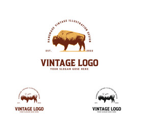 vintage bison logo design  © eartdesign 