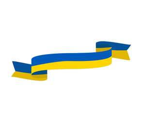 Ukraine National Europe Flag Ribbon Symbol Emblem Abstract Vector illustration Design
