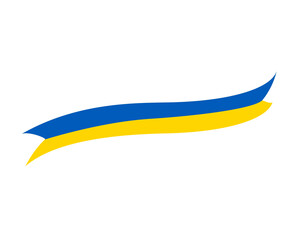 Ukraine Flag Ribbon Emblem National Europe Symbol Abstract Vector illustration Design