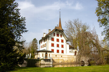 Fototapeta na wymiar Landshut Castle - the last moated castle in the canton of Bern in Switzerland