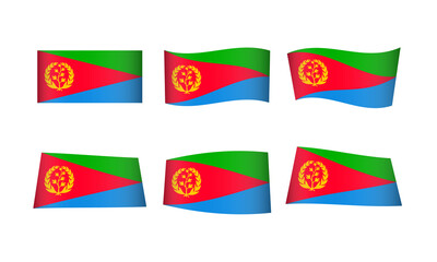 Eritrea Flag Eritrea Waving Flags Vector Icons Set Wave Wavy Wind Africa African Republic Nation National State Symbol Banner Buttons All Every Country World Design Graphic Emblem Asmara Icon
