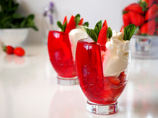 Dessert of strawberries and cream