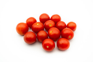 Small cherry tomatoes with a white background