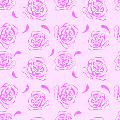 Flowers. Color image of stylized flowers.
 Stamp, print on fabric, design, background.
Vector drawing.