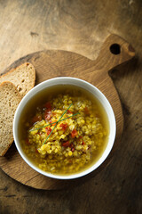 Homemade lentil soup with tomato