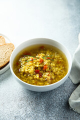 Homemade lentil soup with tomato