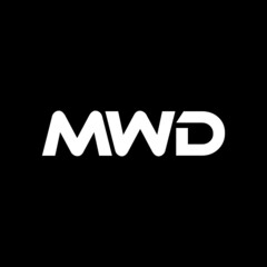 MWD letter logo design with black background in illustrator, vector logo modern alphabet font overlap style. calligraphy designs for logo, Poster, Invitation, etc.