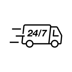 Same day delivery. 24 hours delivery truck icon. illustration