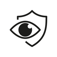 Shield with eyes icon. Eye protection. Safety sign eye protection. Preservation vision.