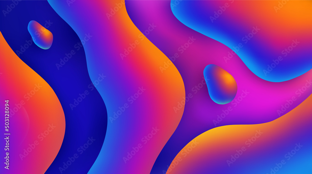 Poster colorful shapes wavy backdrop. fluid gradient background vector. 3d vector.