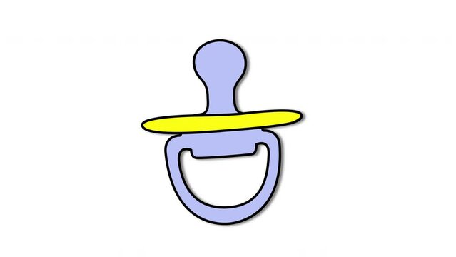 Baby pacifier, dummy seamless loop animation. Luma matte, alpha channel. White background. 	
