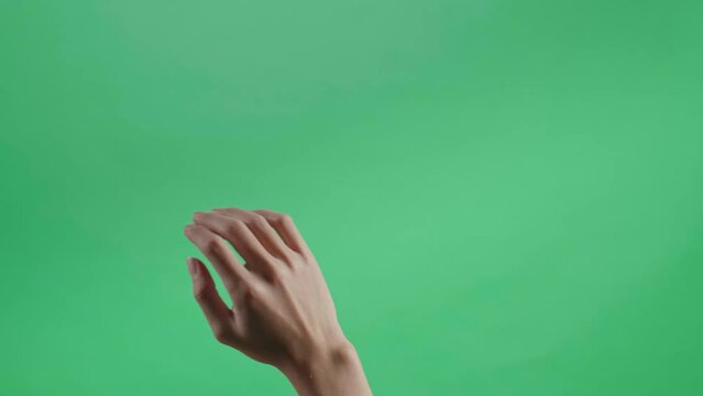 Hand Flick Of Left On Green Screen Background
