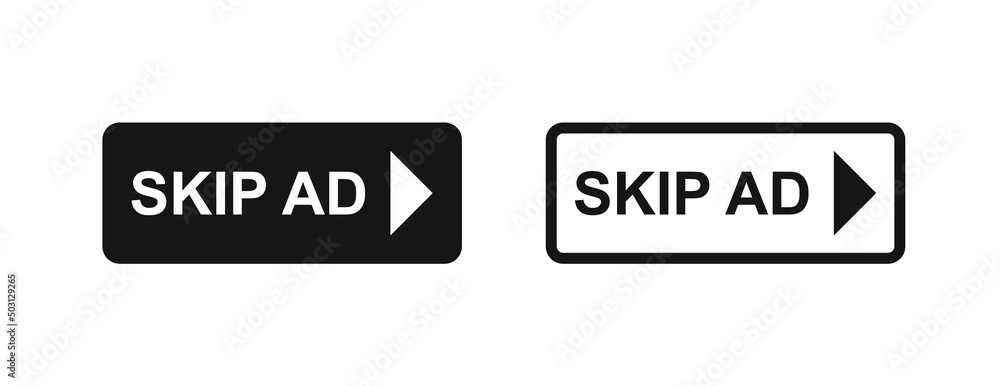 Poster skip ad button. an arrow icon to scroll