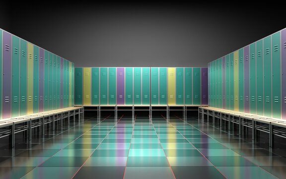 Sports Locker Room, 3d Render
