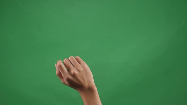 Hand Slide To Left With One Finger On Green Screen Background
