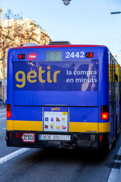 Outdoor advertisement of Getir company in Barcelona, Spain