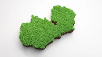 Foto op Aluminium 3d rendering of a detailed Zambia map with grass and soil on a white background © Hammad Khan/Wirestock Creators