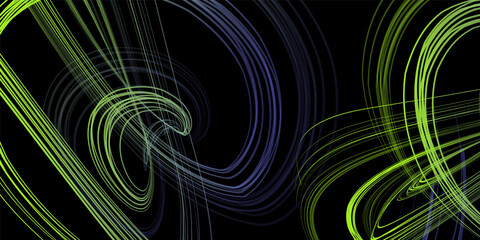 Abstract geometric illustration of doodle waves felt-tip pen with gradient on dark background. Abstract gradient background. Cover, wallpaper, flyer design.