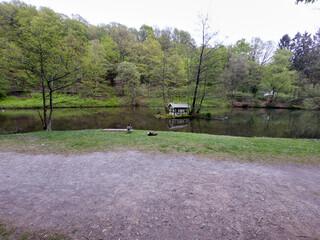 scene of lake in radevormwald, germany, calles "Uelfebad"