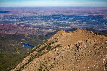 Breathtaking view of Pikes Peak, the southern Front Range of the Rocky Mountains, in North America.