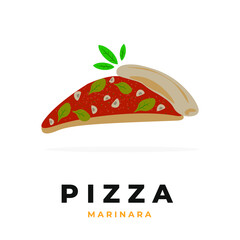 Delicious one slice pizza marinara logo illustration vector