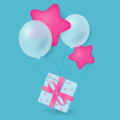gift box with balloons holiday love