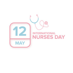 International nurses day vector banner or poster with stethoscope isolated on white background. vector 12 May Happy nurses day icon or sign design template
