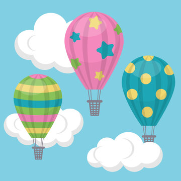 air balloon in sky clouds baby picture