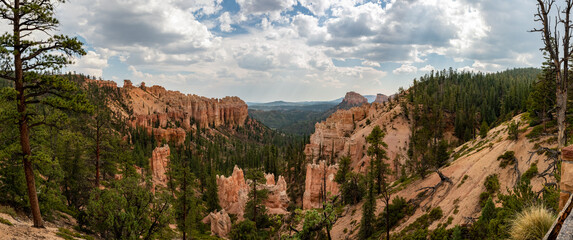 Panoramic shot of Bryce Canyon National Park, a sprawling reserve in southern Utah, United States