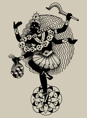 Vector illustration of the goddess Durga