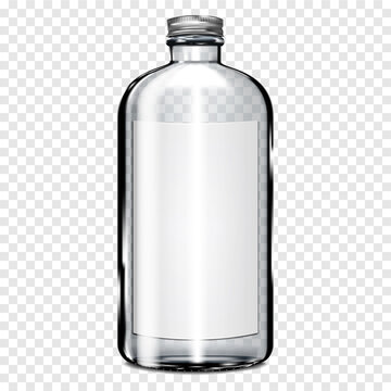 Glass bottle with metal cap of 1 liter. Without label and isolated