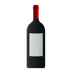 Red wine bottle with blank label, vector illustration