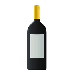 White wine bottle with blank label, vector illustration