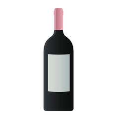 Rose wine bottle with blank label, vector illustration