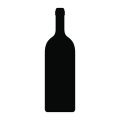 Wine bottle silhouette isolated on white background, vector illustration