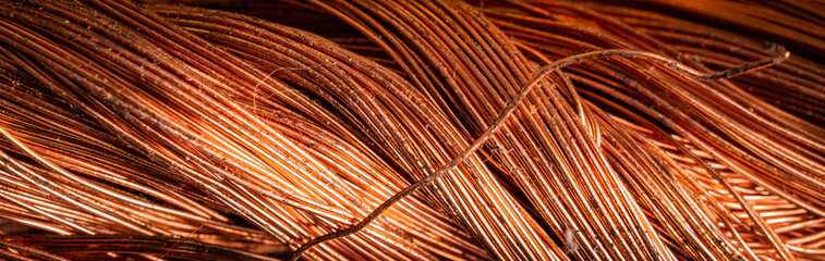 copper wires with visible details. background or texture - obrazy, fototapety, plakaty