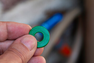 Green color rubber faucet gaskets. Rubber gaskets. Rubber Seals.