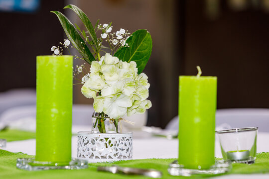 A wedding table setting decoration