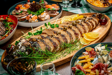 Stuffed carp fish in a restaurant