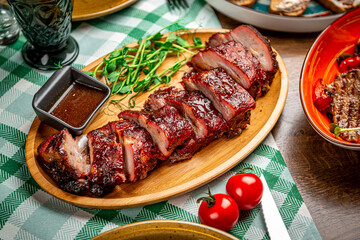 BBQ Pork Ribs Glazed with Chili Sauce