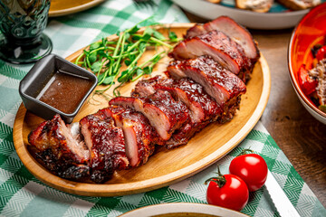 BBQ Pork Ribs Glazed with Chili Sauce