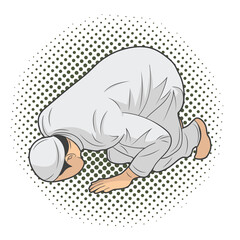 Moslem pray shalat salah sujud vector graphic illustration