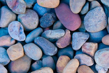 Colorful garden stones. Landscaping with natural stones.