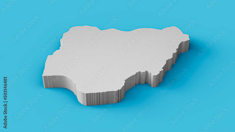 Poster 3d rendering of the map of nigeria cross-section isolated on white background