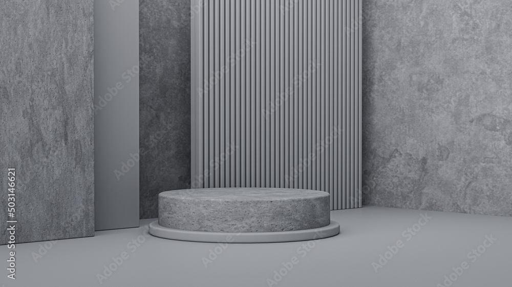 Poster 3d rendering product display with gray concrete texture